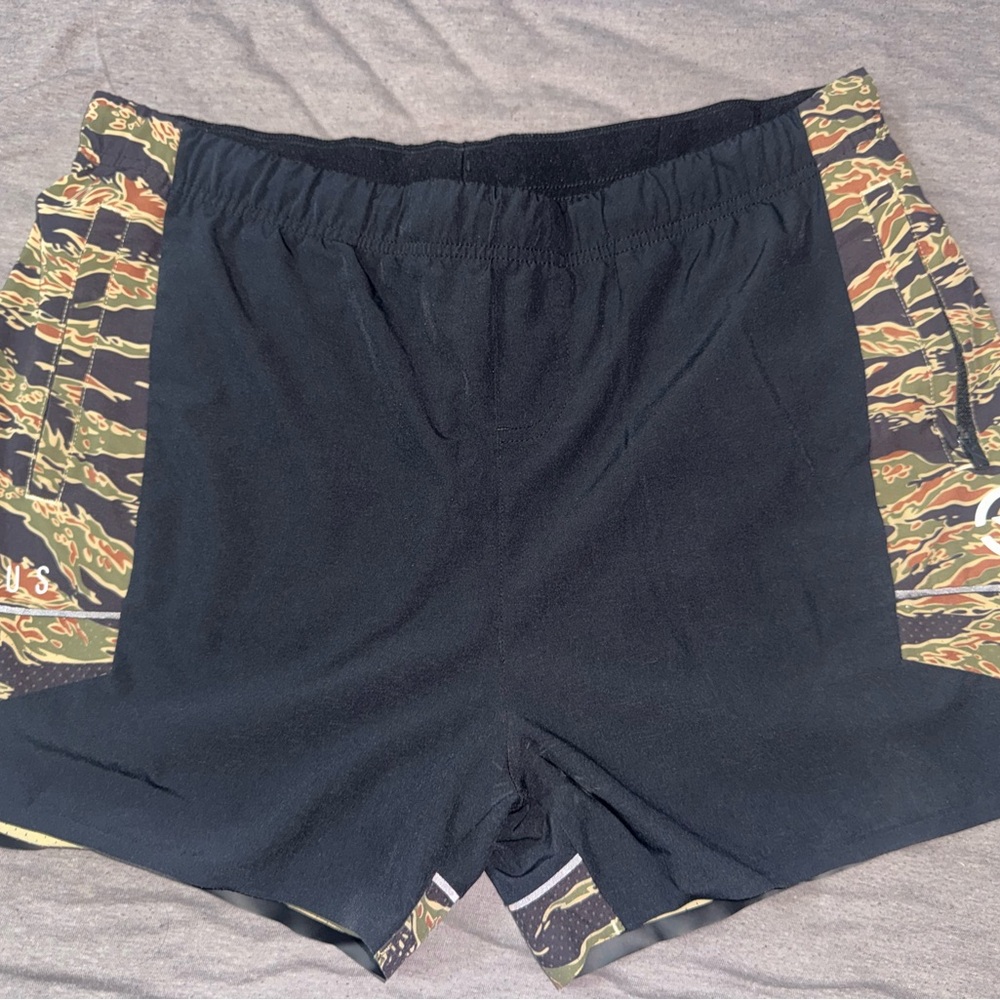 Men's Black and Camouflage Shorts